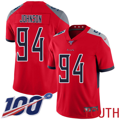 Tennessee Titans Limited Red Youth Austin Johnson Jersey NFL Football #94 100th Season Inverted Legend
